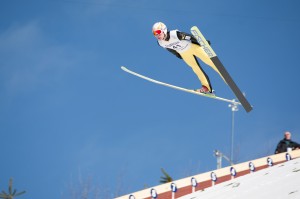 ski jump blue sky
