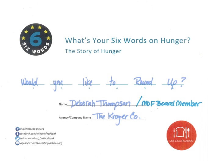 Deborah Thompson, Public Affairs Manager at the Kroger, invokes the grocery company's innovation to "round up" for charity at the check line.